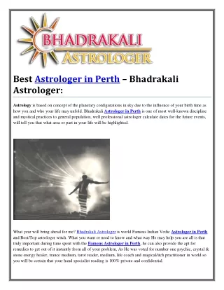 Best Astrologer in Perth – Bhadrakali Astrologer: