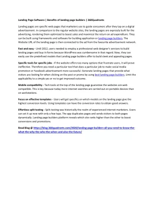 landing page software benefits of landing page
