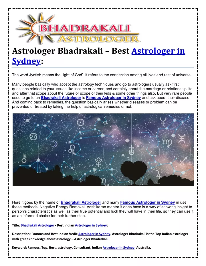 astrologer bhadrakali best astrologer in sydney