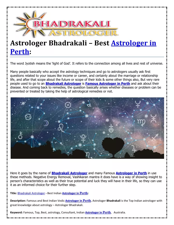 astrologer bhadrakali best astrologer in perth