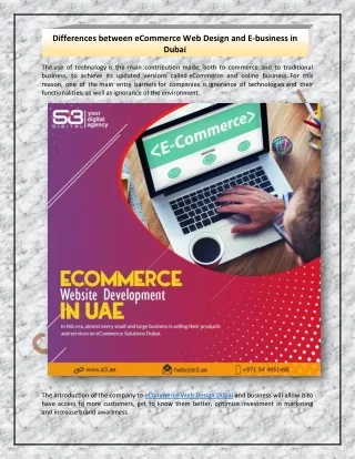 Differences between eCommerce Web Design and E-business in Dubai