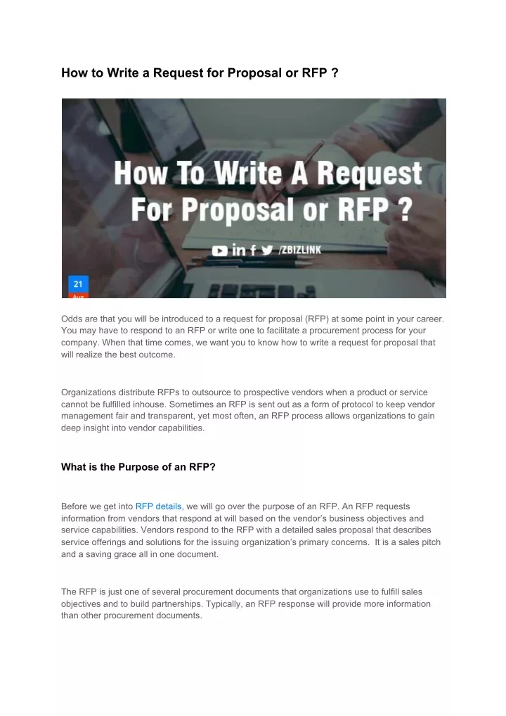 how to write a request for proposal or rfp