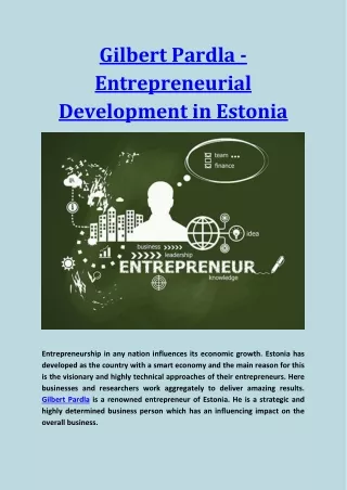 Gilbert Pardla - Entrepreneurial Development in Estonia