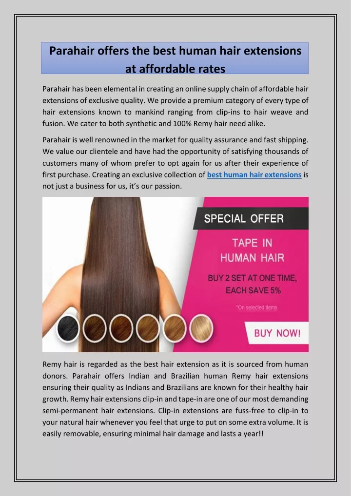 parahair offers the best human hair extensions