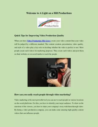 Quick Tips for Improving Video Production Quality