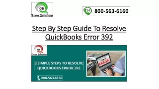 Step by Step guide to resolve Quickbooks Error 392