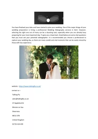 Wedding Videographers Kent | Talkingfly.co.uk