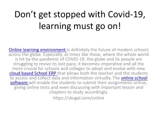 don t get stopped with covid 19 learning must go on