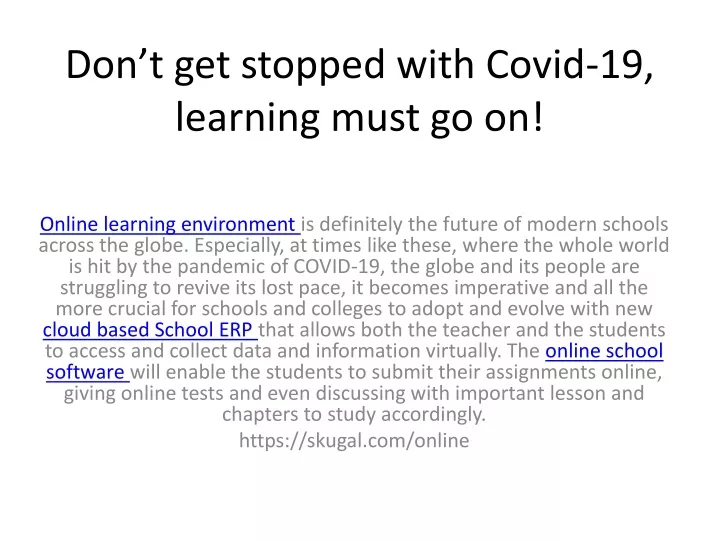 don t get stopped with covid 19 learning must go on