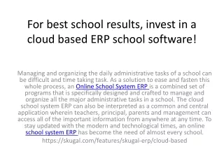 for best school results invest in a cloud based erp school software