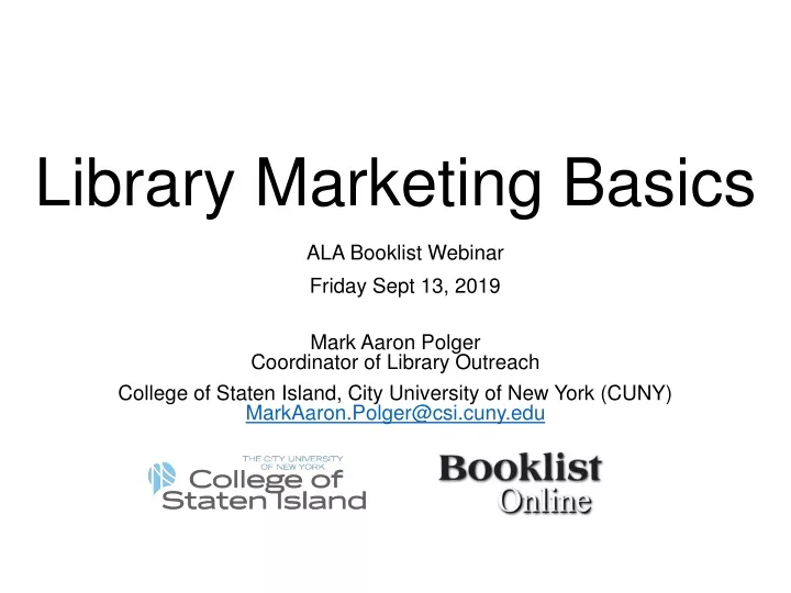 library marketing basics