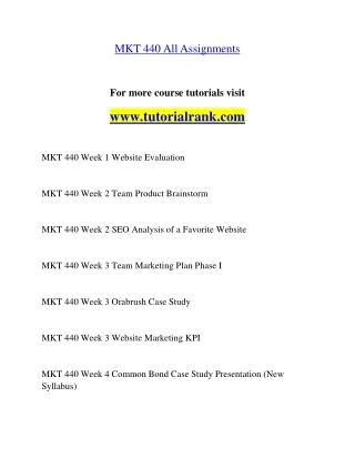 MKT 440 Experience Tradition- tutorialrank.com