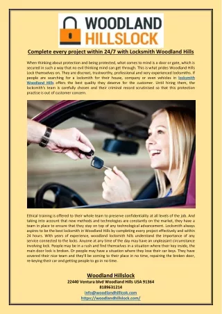 complete every project within 24 7 with locksmith