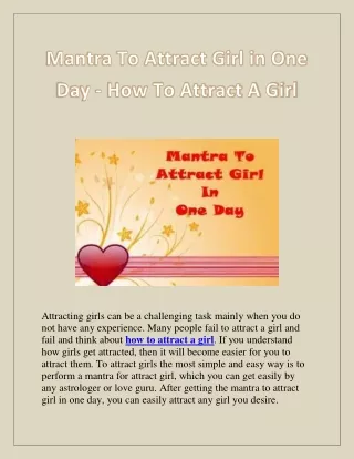 Mantra To Attract Girl in One Day - How To Attract A Girl
