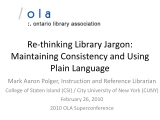 OLA Superconference 2010- Library Jargon Presentation