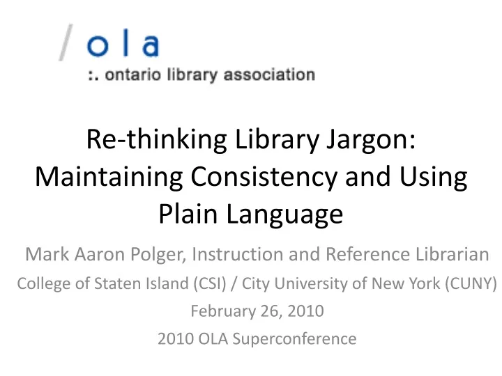 re thinking library jargon maintaining