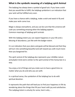 what is the symbolic meaning of a ladybug spirit