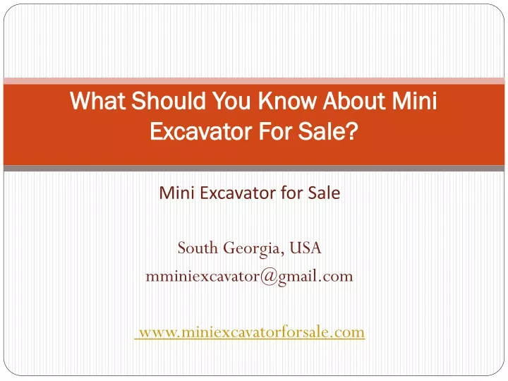 what should you know about mini excavator for sale