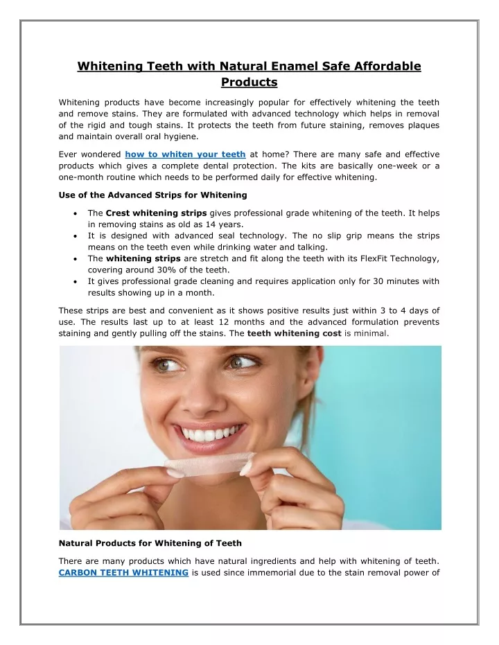 whitening teeth with natural enamel safe