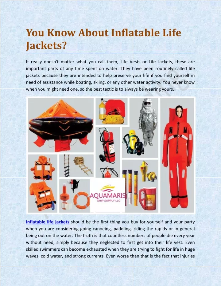 you know about inflatable life jackets