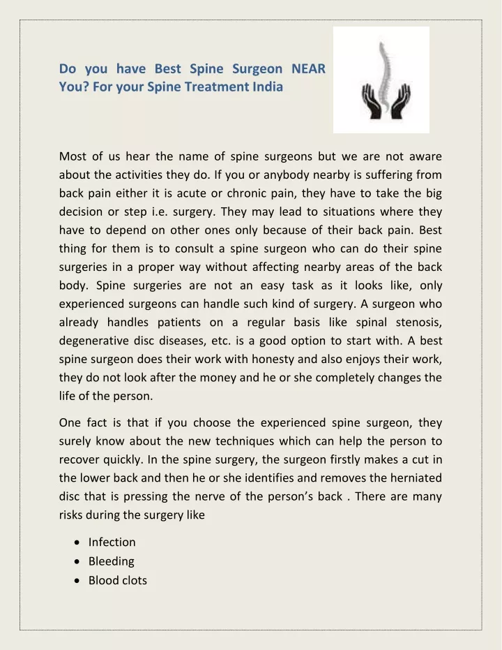 do you have best spine surgeon near you for your