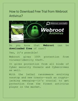 Download Free Trial From Webroot Antivirus