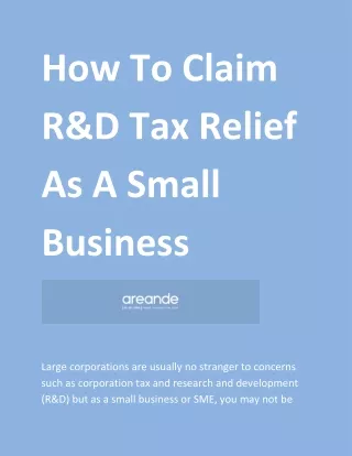 how to claim r d tax relief as a small business