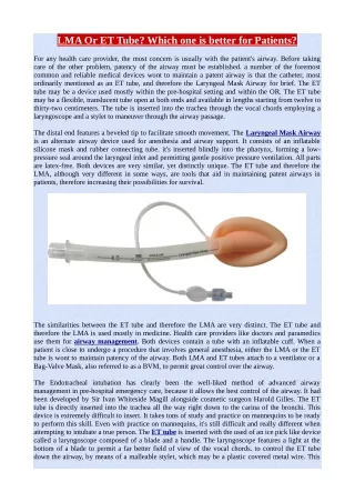 lma or et tube which one is better for patients