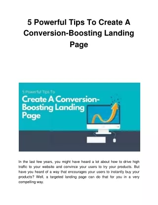 5 powerful tips to create a conversion boosting landing page