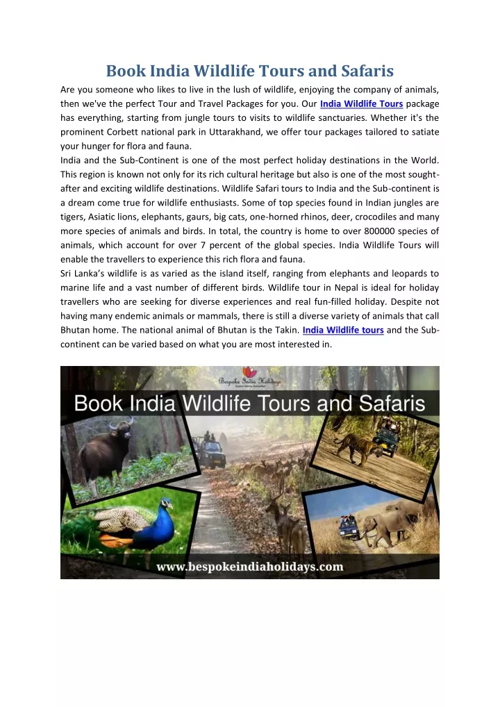 book india wildlife tours and safaris