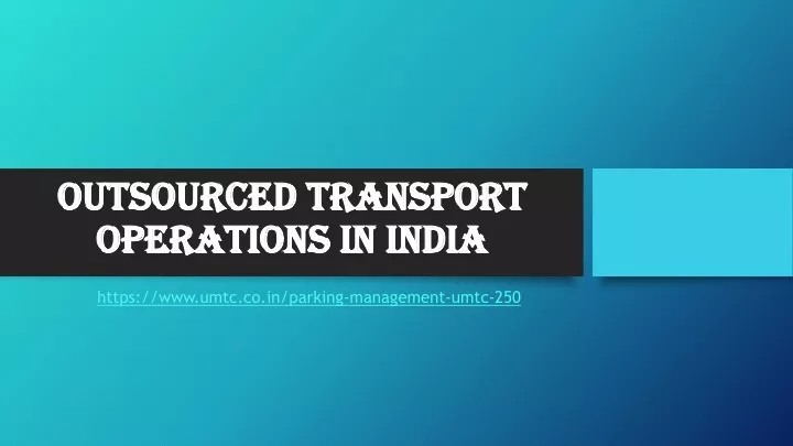 outsourced transport operations in india