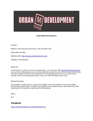 urban method development