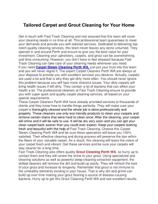 Tailored Carpet and Grout Cleaning for Your Home