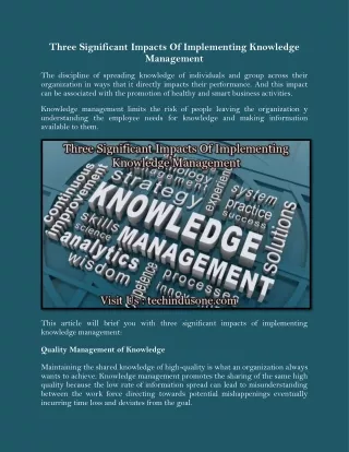 three significant impacts of implementing