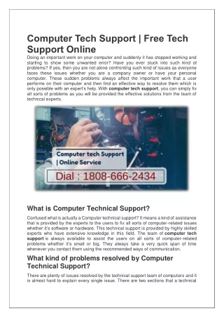 computer tech support free tech support online
