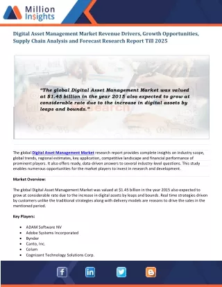 digital asset management market revenue drivers