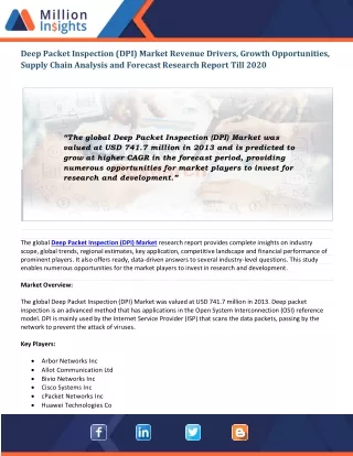 deep packet inspection dpi market revenue drivers