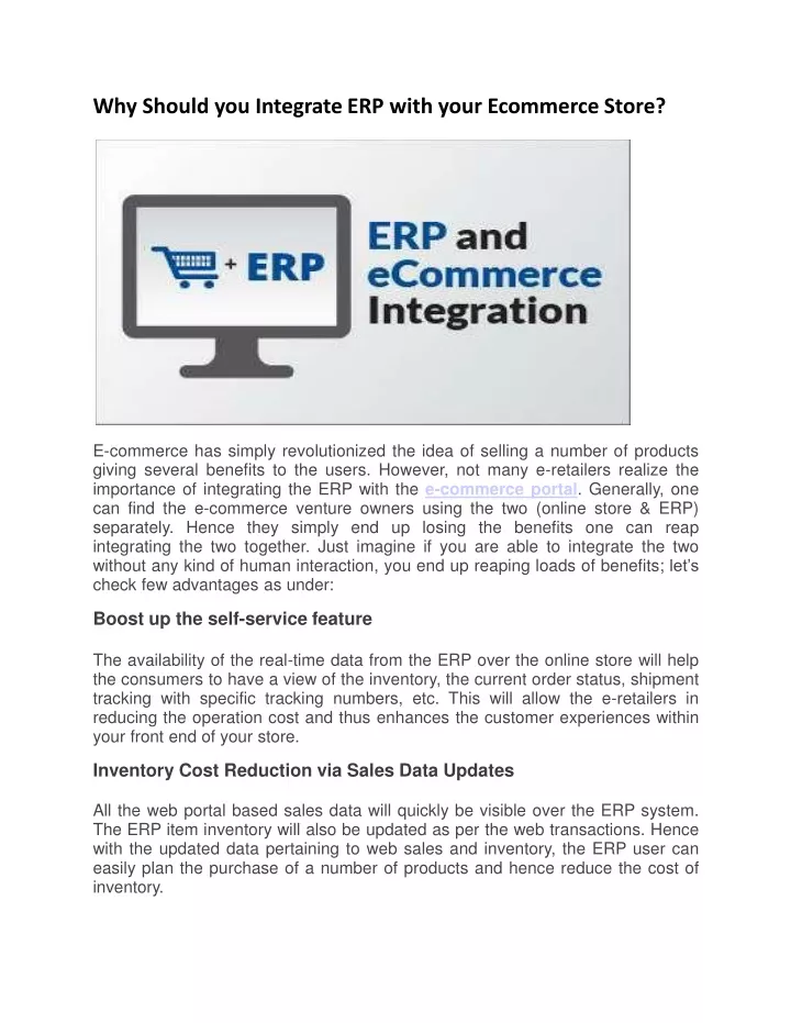 why should you integrate erp with your ecommerce