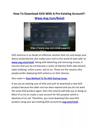 how to download avg with a pre existing account