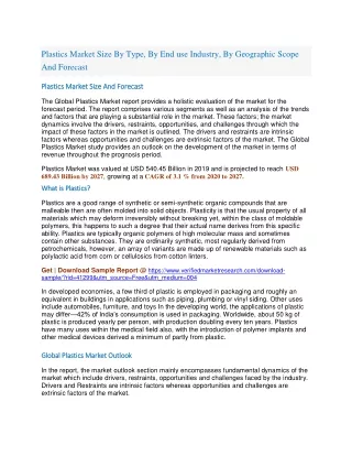 plastics market size by type by end use industry