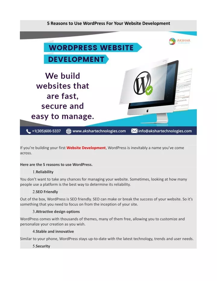 5 reasons to use wordpress for your website