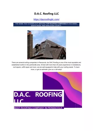 DAC Roofing LLC - Roofing Company Pensacola