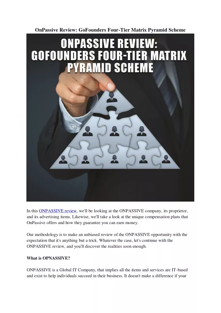 onpassive review gofounders four tier matrix