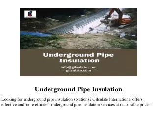 underground pipe insulation