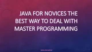 Java for novices the best way to deal with master programming