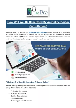 How will you be benefitted by an online doctor consultation?