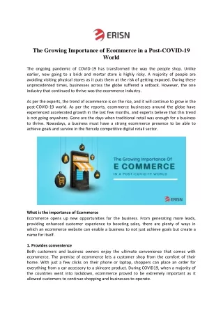 the growing importance of ecommerce in a post