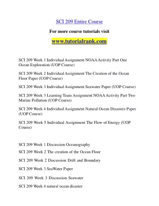 SCI 209 Academic Adviser |tutorialrank.com