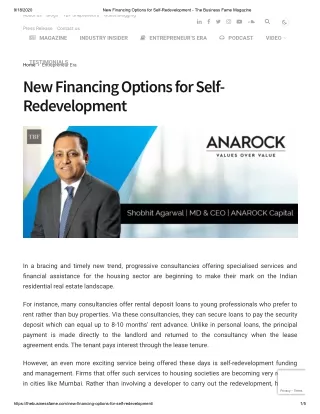 New Financing Options for Self-Redevelopment