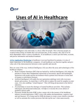 uses of ai in healthcare